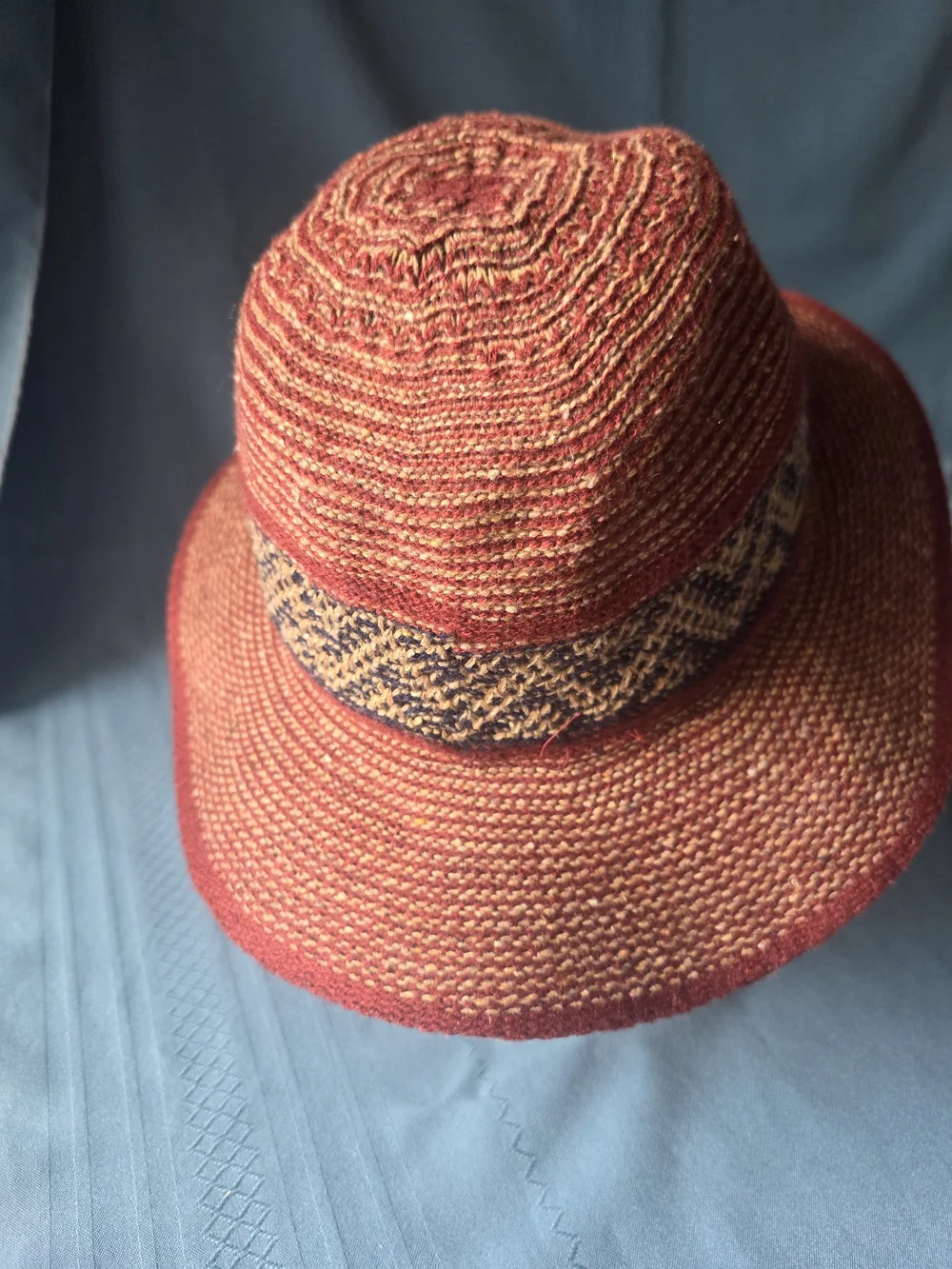 Old County Road Burgundy Woven Bohemian Panama / Fedora Hat OS